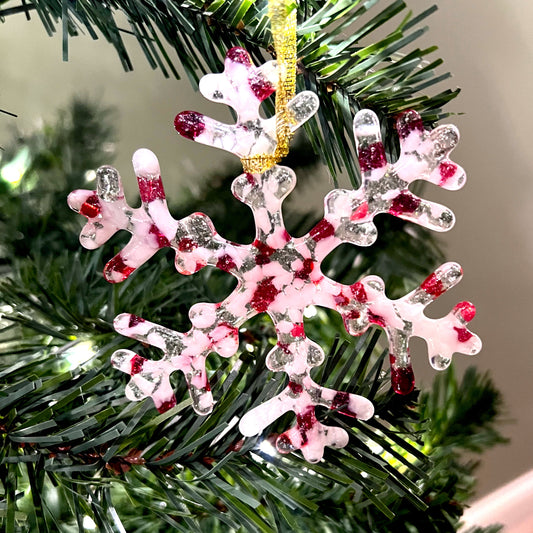 Handmade Glass Snowflake - Wanda's Candy Cane - by studioTica - Tampa Home & Garden Store