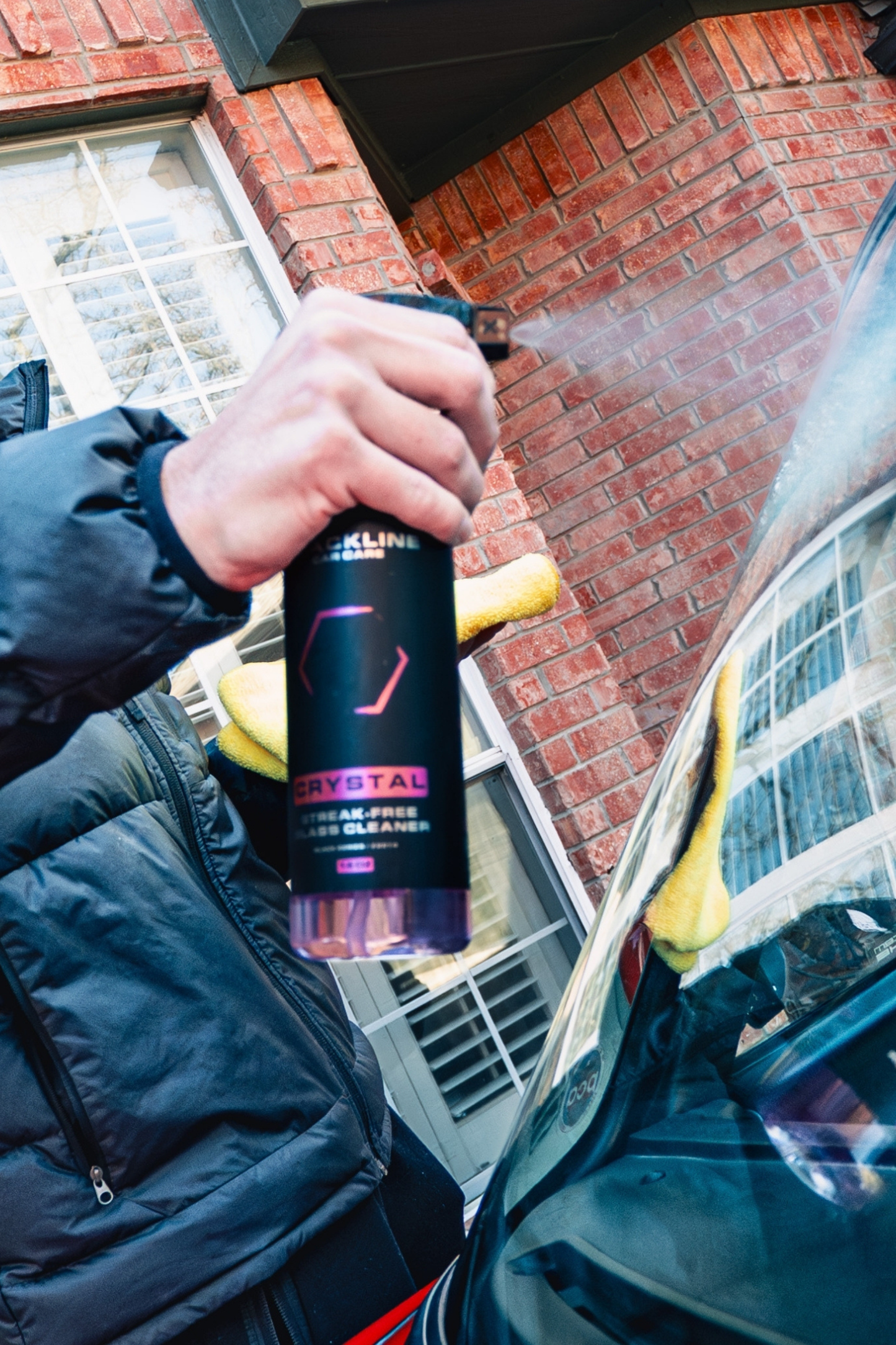 Blackline Crystal Glass Cleaner spray bottle, black bottle with purple label, auto glass cleaner on Tampa Home & Garden Store