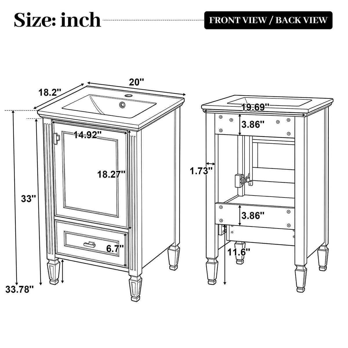 Retro bathroom vanity with sink, green or dark gray, soft-closing doors, by HouseOfZazla on Tampa Home & Garden Store