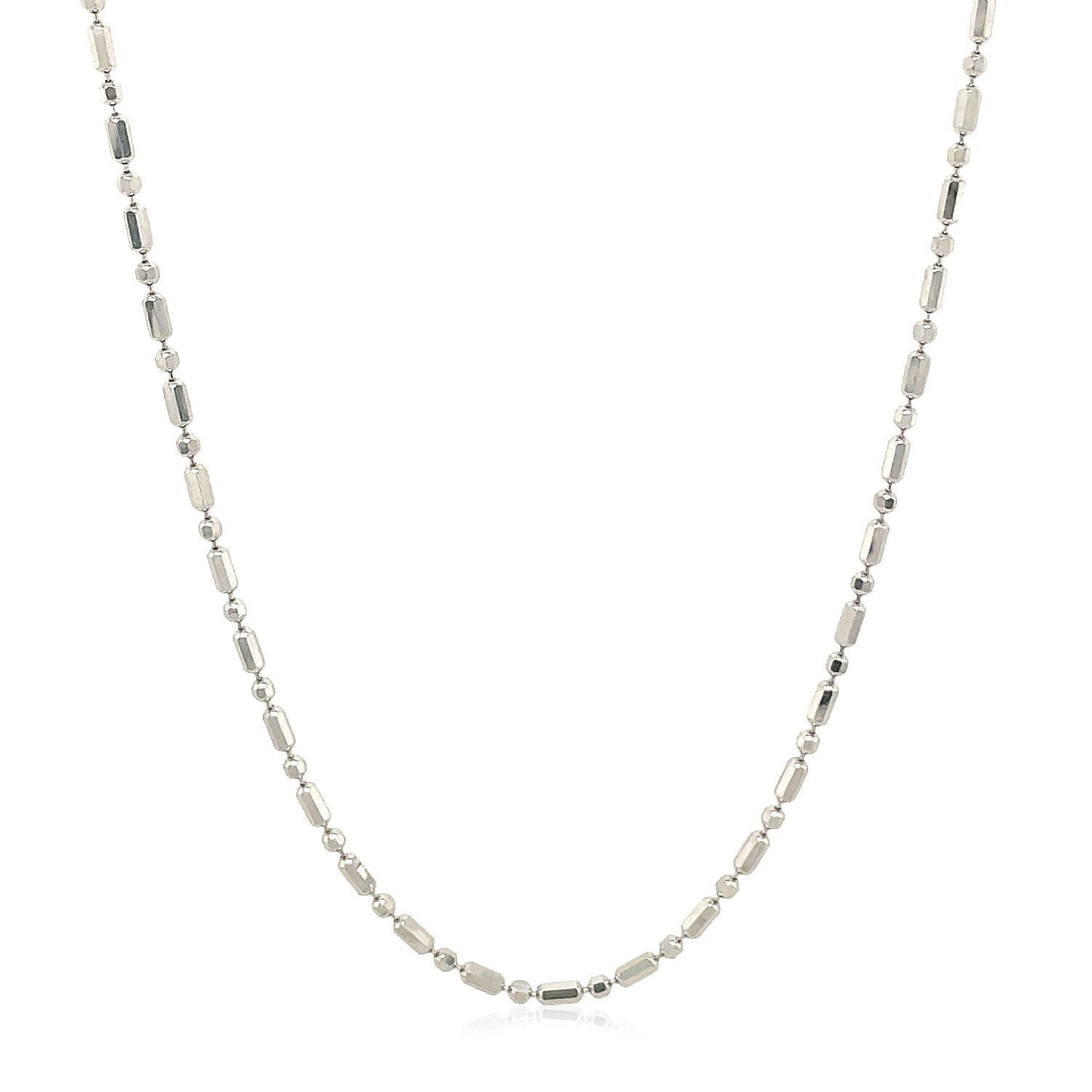 Necklace 14k white gold diamond-cut alternating bead chain 1.5mm by Bids.com on Tampa Home & Garden Store