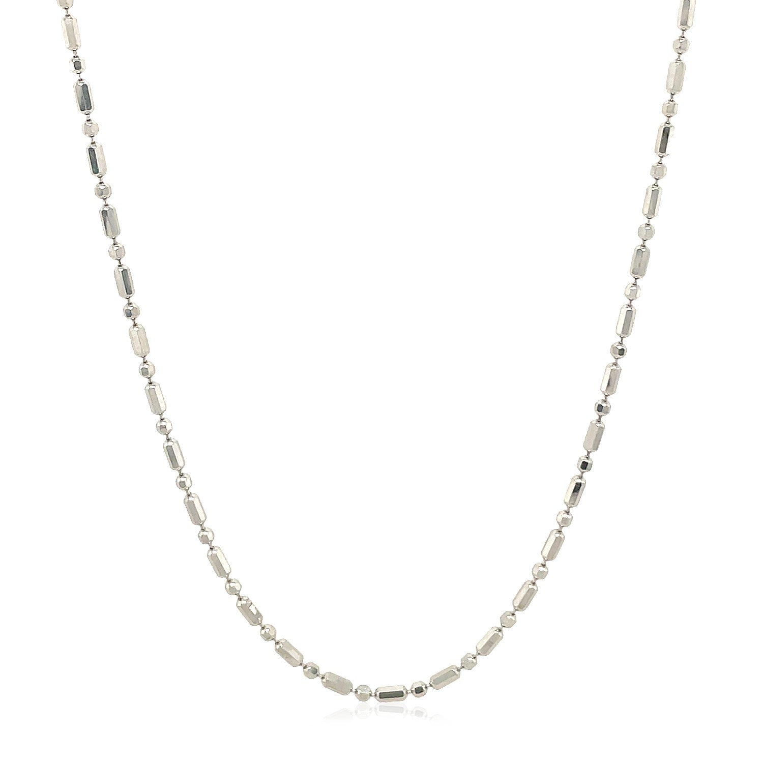 Necklace 14k white gold diamond-cut alternating bead chain 1.5mm by Bids.com on Tampa Home & Garden Store
