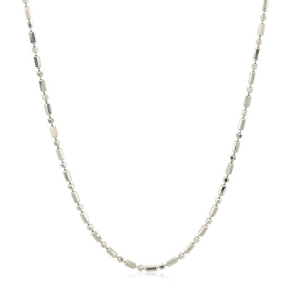 Necklace 14k white gold diamond-cut alternating bead chain 1.5mm by Bids.com on Tampa Home & Garden Store