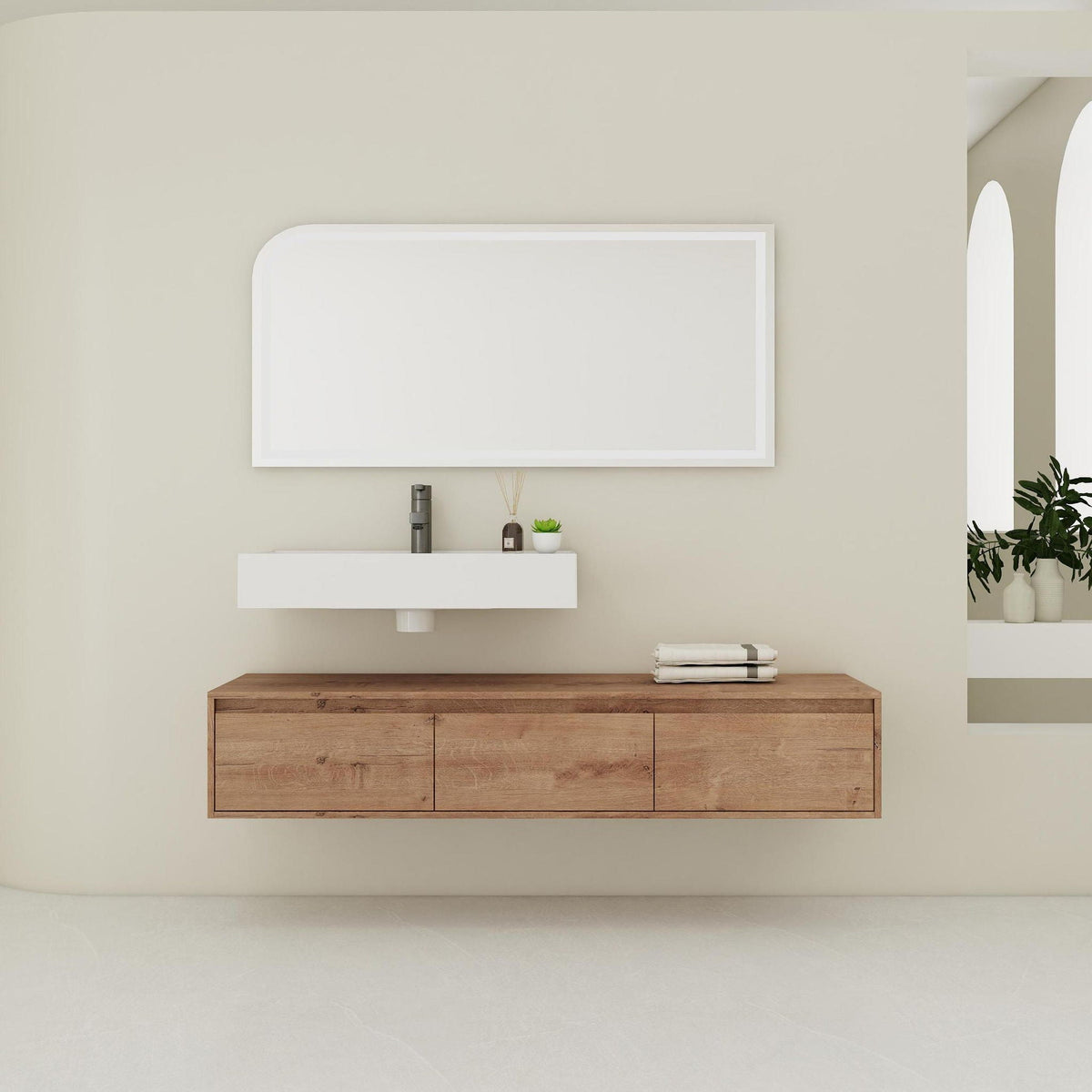 Modern wall-mounted bathroom vanity by HouseOfZazla, white floating cabinet with sink on Tampa Home & Garden Store