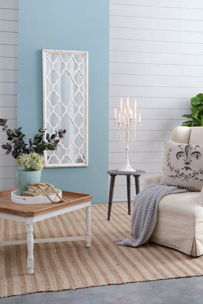 Distressed Floor Mirror Full Body White Finish