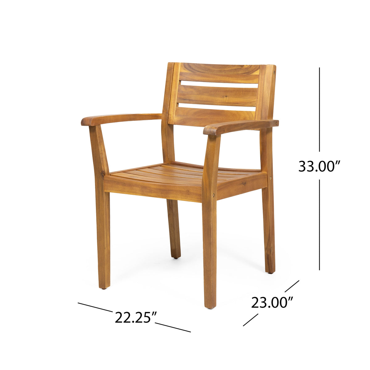 Acacia wood outdoor dining chair in natural finish, HouseOfZazla patio furniture set on Tampa Home & Garden Store