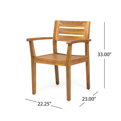 Acacia wood outdoor dining chair in natural finish, HouseOfZazla patio furniture set on Tampa Home & Garden Store