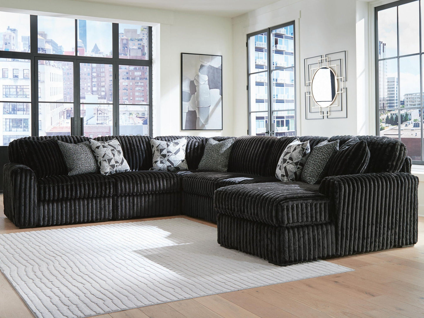 Midnight Madness Sectional and Jumbo Corduroy