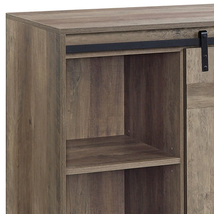 Bellarosa TV Stand by Unique Piece Furniture in rustic brown wood with black metal rails on Tampa Home & Garden Store