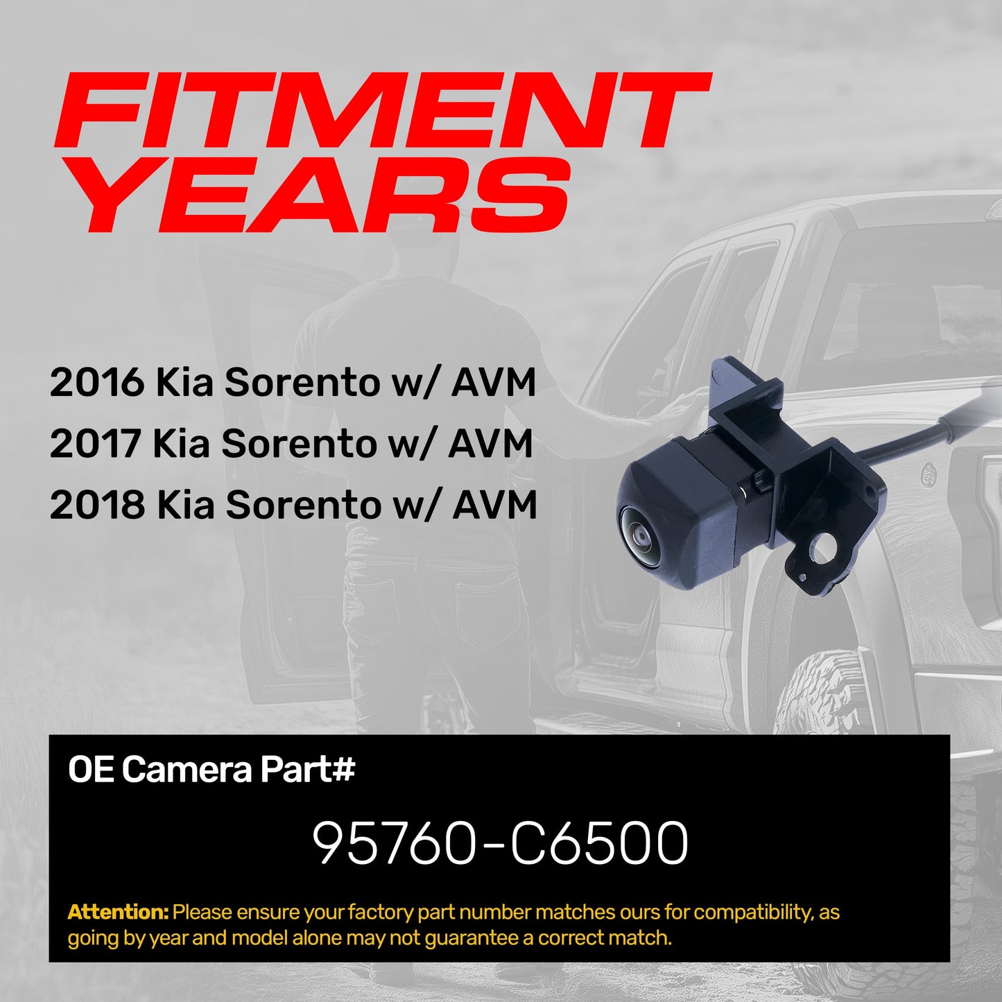Master Tailgaters Kia Sorento AVM OE backup camera, 2016–2018, OEM part 95760-C6500 on Tampa Home & Garden Store