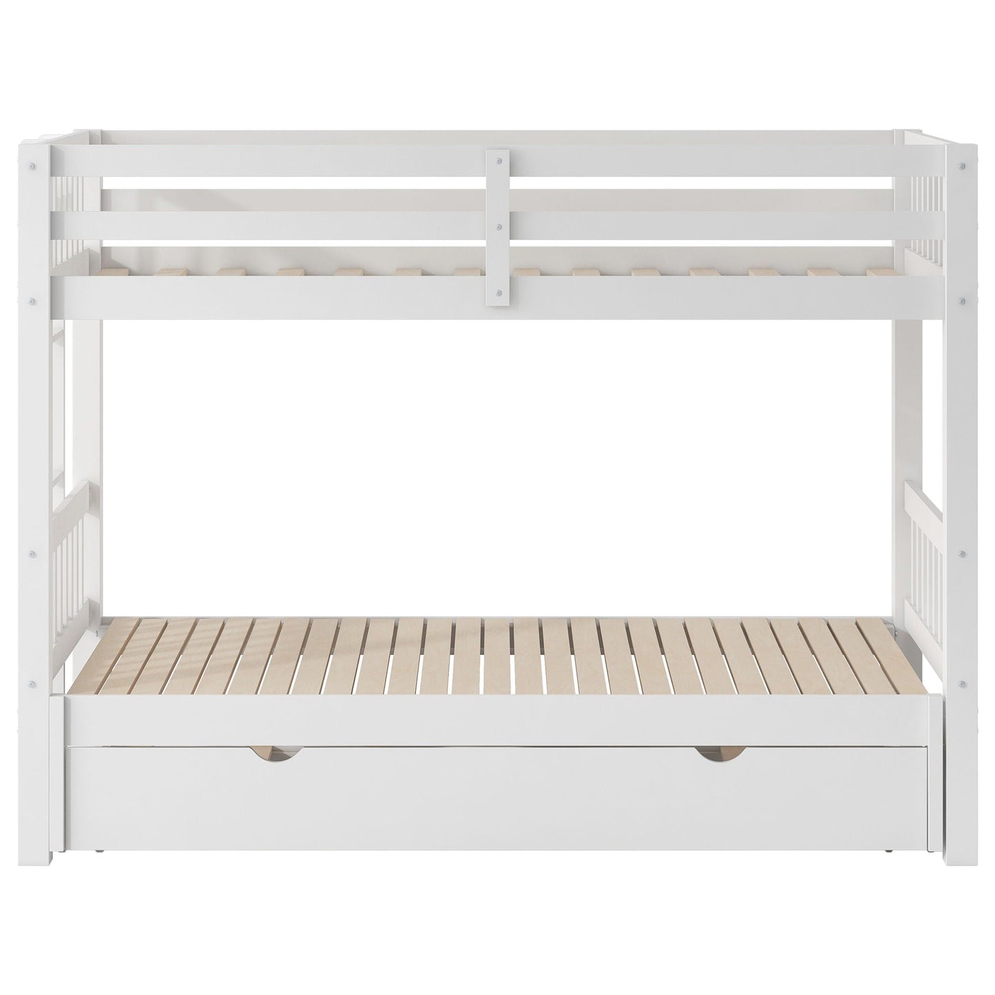 Smooth Mobility Bunk Bed With Trundle by HouseOfZazla, white wood bunk bed with guard rails on Tampa Home & Garden Store