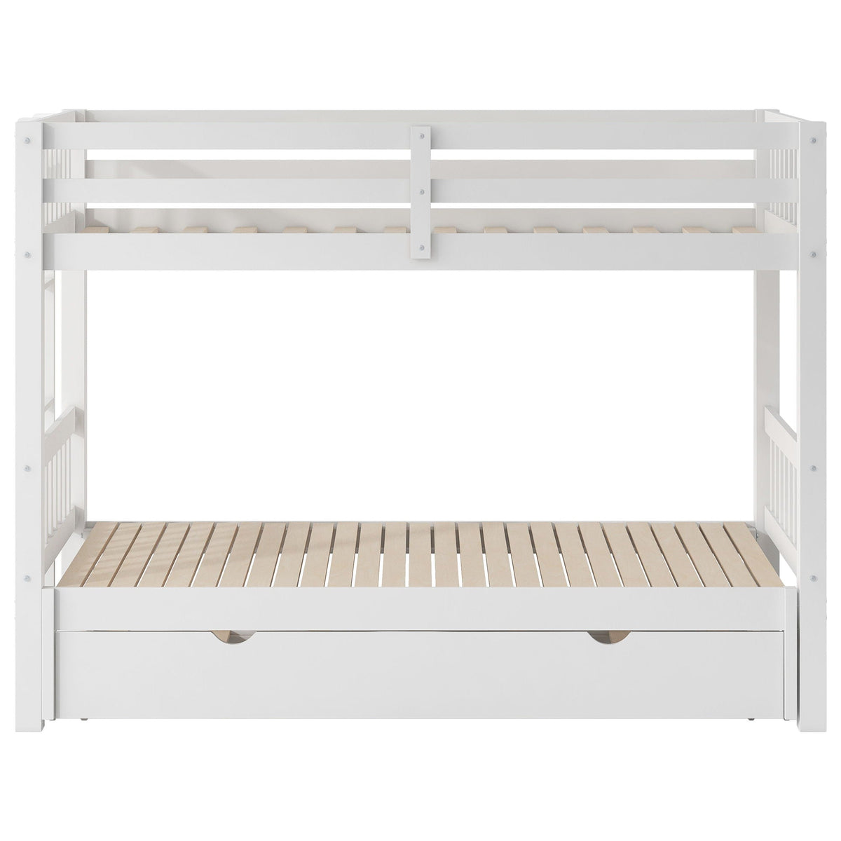 Smooth Mobility Bunk Bed With Trundle by HouseOfZazla, white wood bunk bed with guard rails on Tampa Home & Garden Store