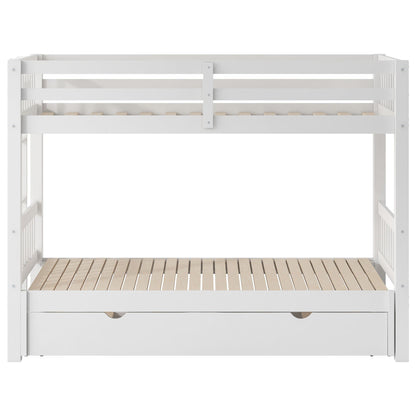 Smooth Mobility Bunk Bed With Trundle by HouseOfZazla, white wood bunk bed with guard rails on Tampa Home & Garden Store