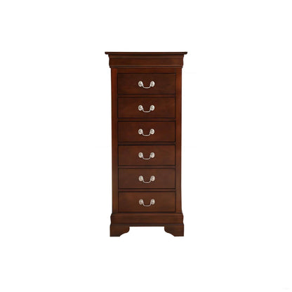 Traditional style lingerie chest in dark cherry wood with silver drawer pulls on Tampa Home & Garden Store