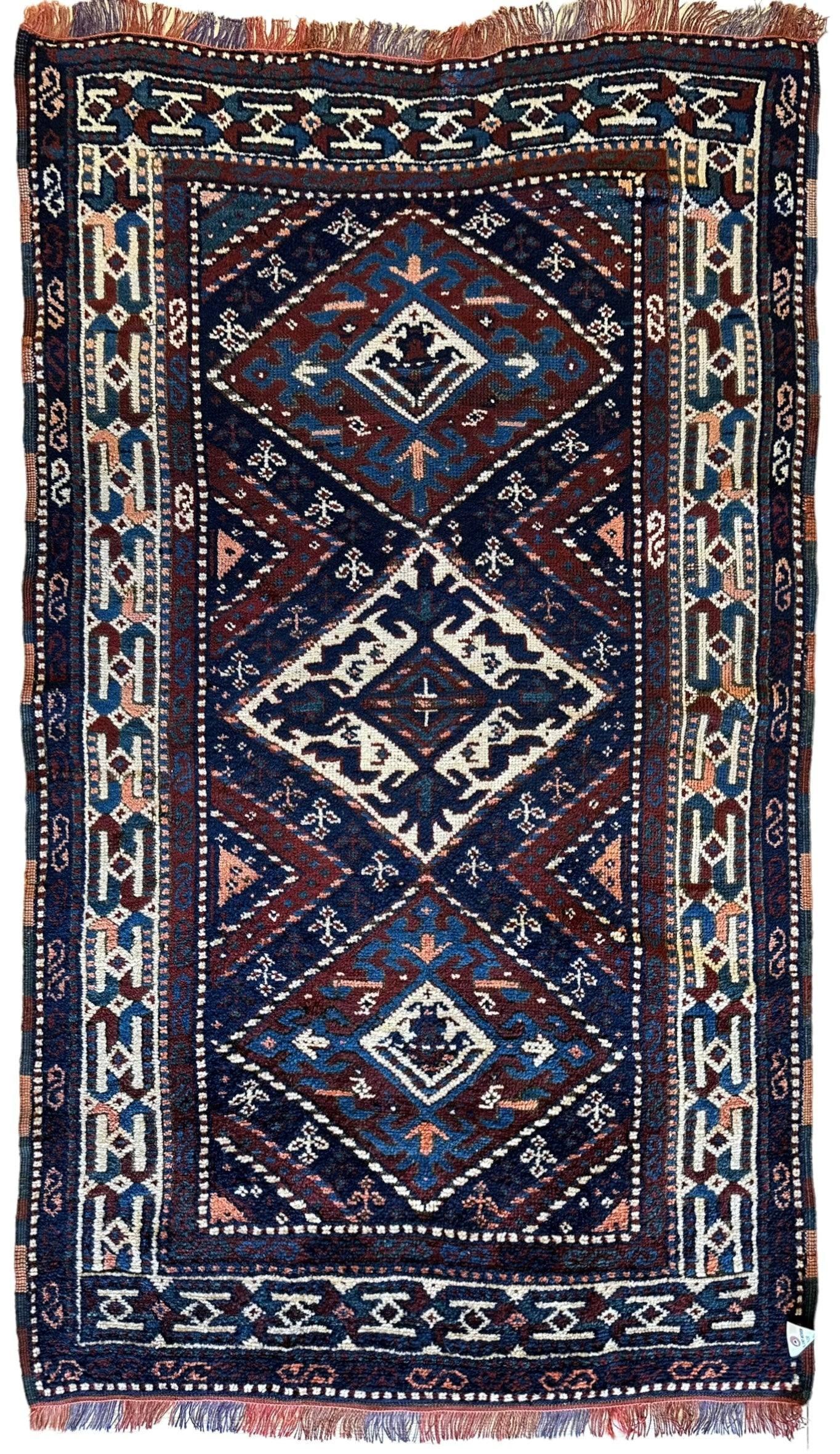 1920’s Antique Kurdish 4X3 Rug - Tampa Home & Garden Store