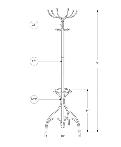 Freestanding metal coat rack hall tree with 12 hooks, 70in tall, Unique Piece Furniture on Tampa Home & Garden Store