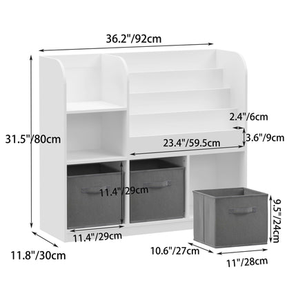 Bookcase and bookshelf with 3 collapsible drawers in pink or dark gray on Tampa Home & Garden Store