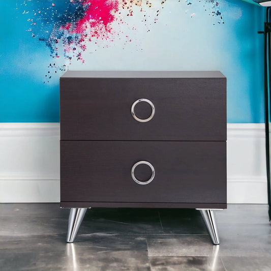 Elms accent table espresso finish by Unique Piece Furniture with round silver ring pulls on Tampa Home & Garden Store