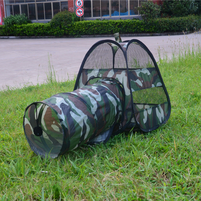 Cat tent camouflage tunnel with mesh end panels and arched canopy by Sell My Stuff on Tampa Home & Garden Store