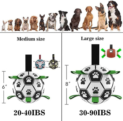 Interactive dog football ball toy Sell My Stuff; medium 6in, large 8in paw-print panels on Tampa Home & Garden Store