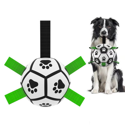 Interactive dog football toy ball with green straps inflatable training ball for large dogs on Tampa Home & Garden Store