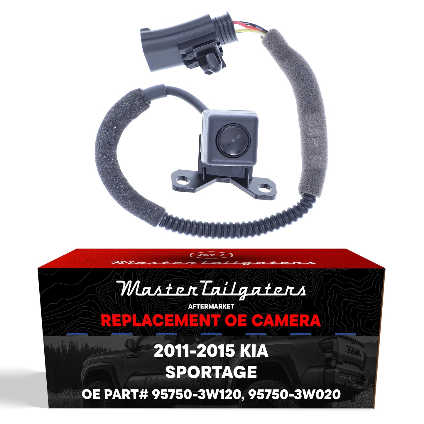Kia Sportage OEM backup camera replacement by Master Tailgaters, black wiring harness on Tampa Home & Garden Store