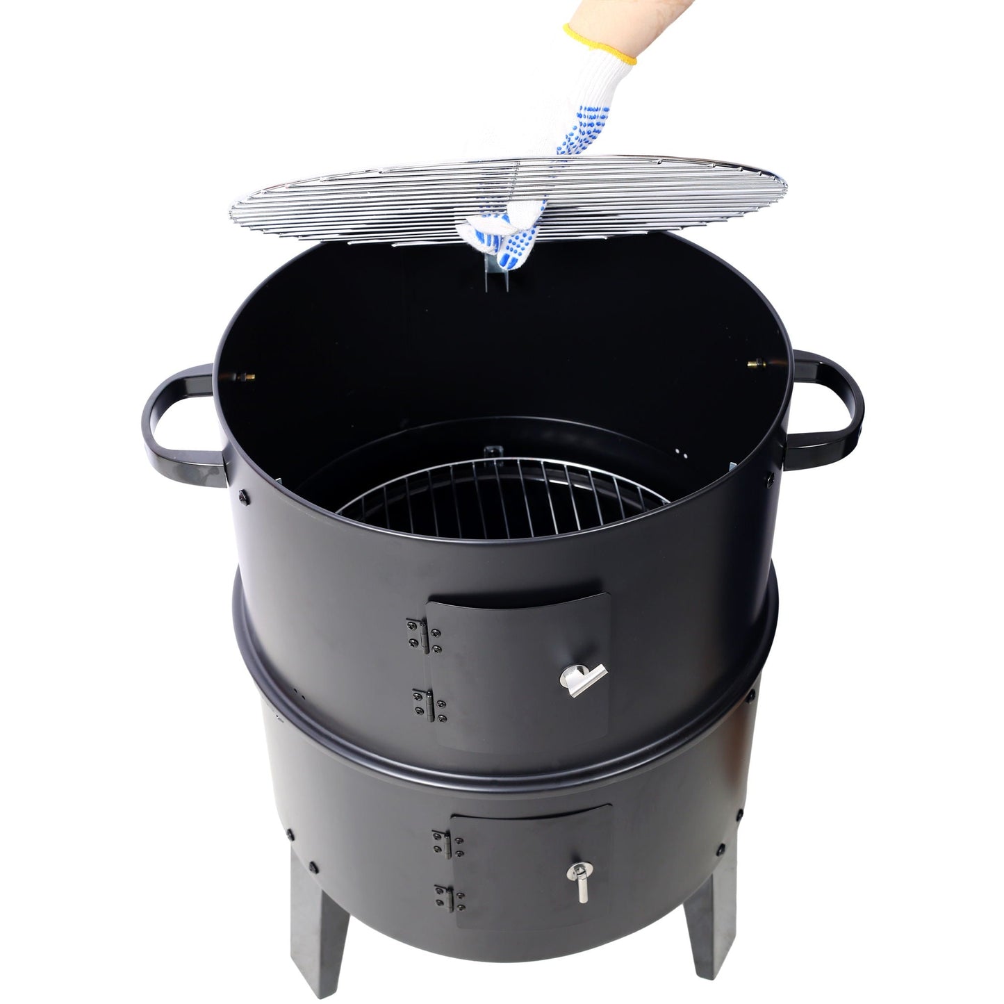 A Portable Charcoal Smoker and Grill for Outdoors