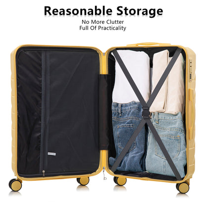 3-piece HouseOfZazla yellow spinner luggage set open interior with mesh divider and straps on Tampa Home & Garden Store