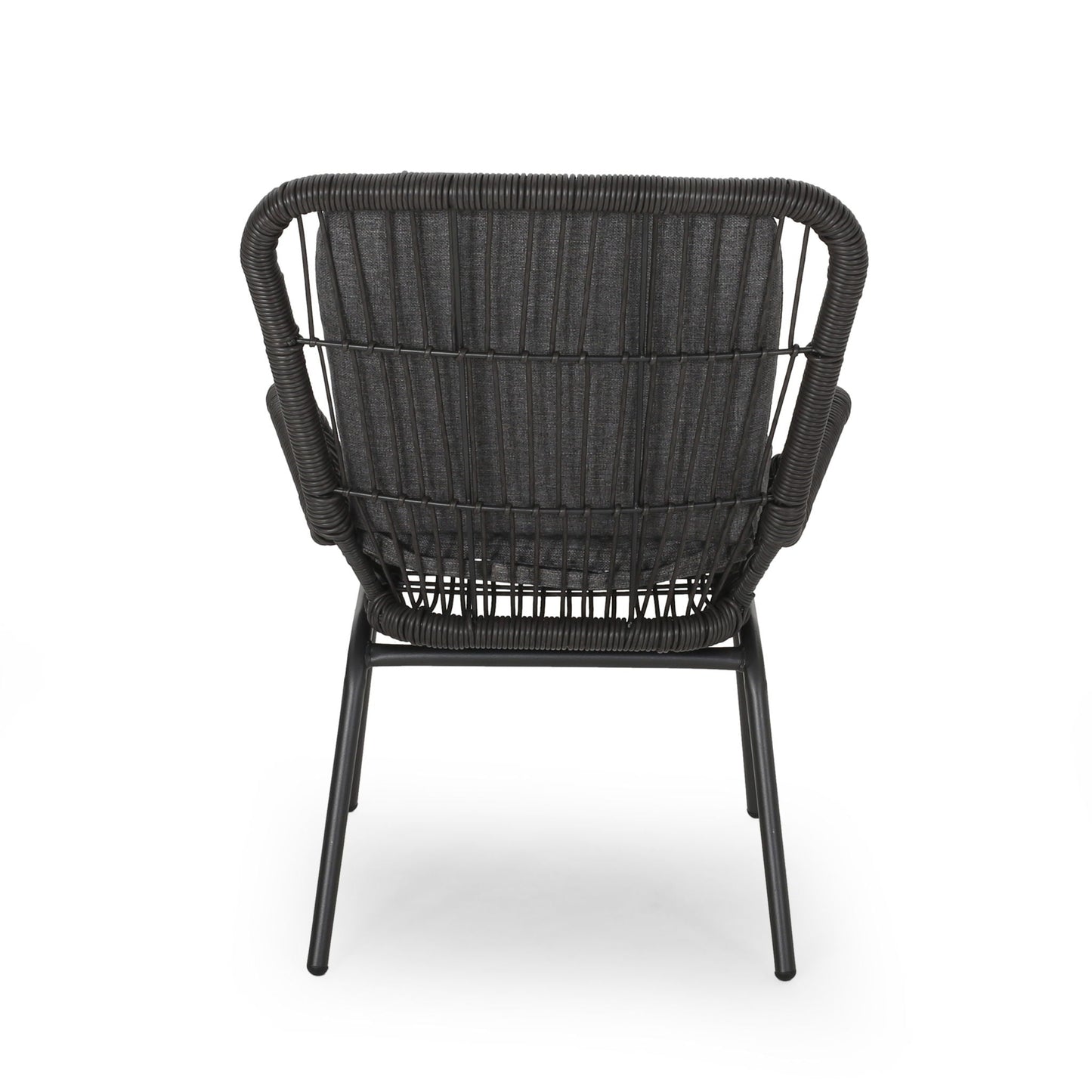 Outdoor wicker club chair set of 2 with dark gray cushions on Tampa Home & Garden Store