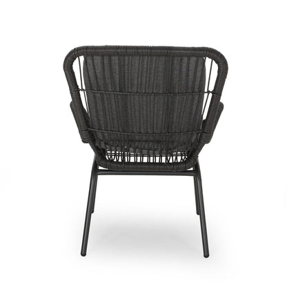 Outdoor wicker club chair set of 2 with dark gray cushions on Tampa Home & Garden Store