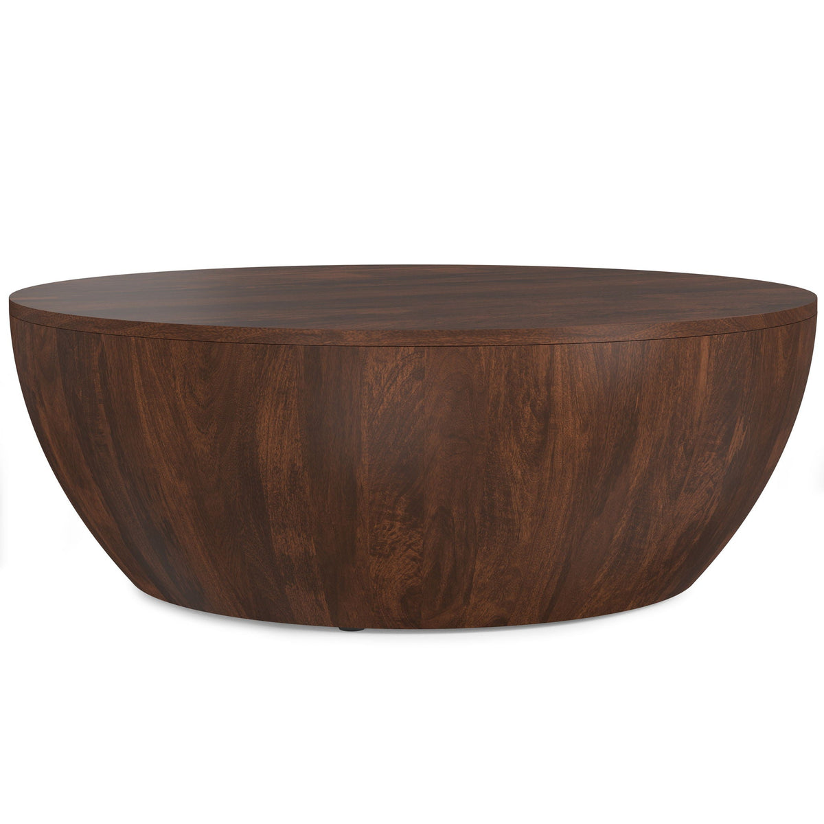 Elmbrook Drum Coffee Table by HouseOfZazla, round dark wood drum design on Tampa Home & Garden Store