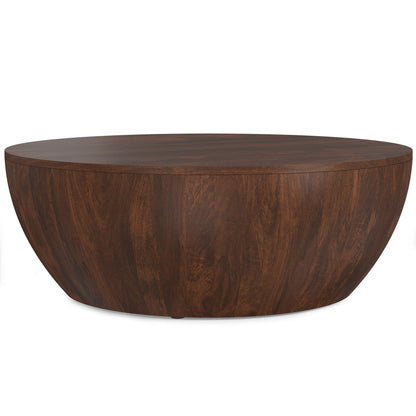 Elmbrook Drum Coffee Table by HouseOfZazla, round dark wood drum design on Tampa Home & Garden Store