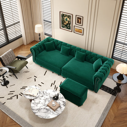 Green Chesterfield Velvet Sofa and the Bed