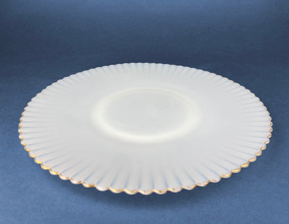 1930s Monax Petalware Opalescent Glass Dinner Plates. White Glass with Gold Rim. Depression Glass 8 Inch Dinner Plates. - Tampa Home & Garden Store