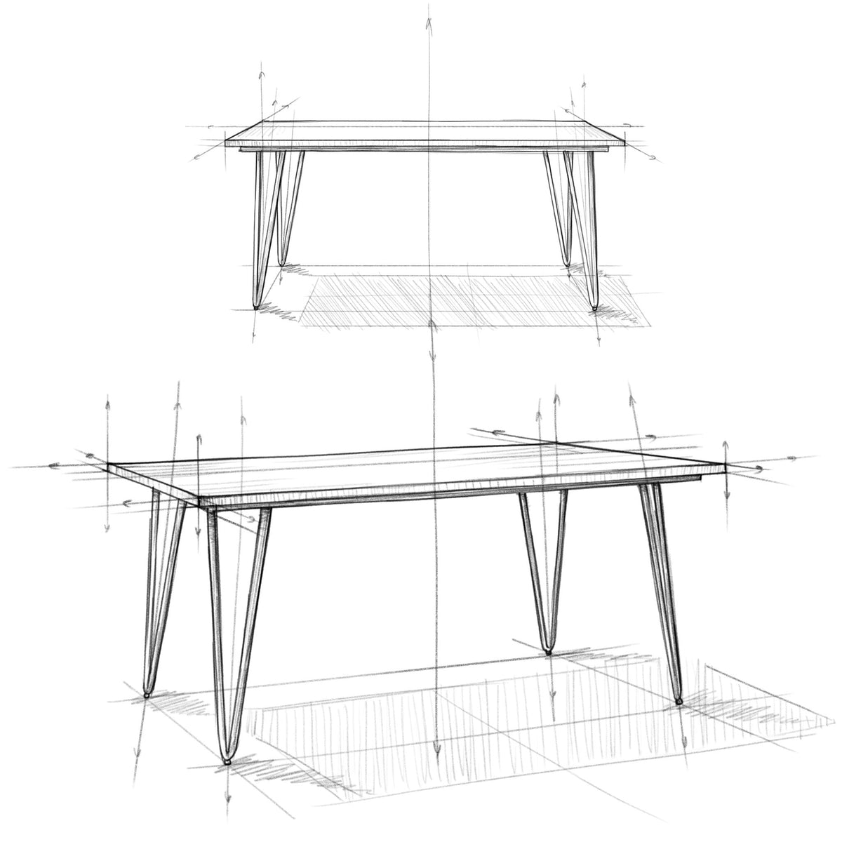 Square mango wood dining table with hairpin legs by HouseOfZazla, natural finish on Tampa Home & Garden Store