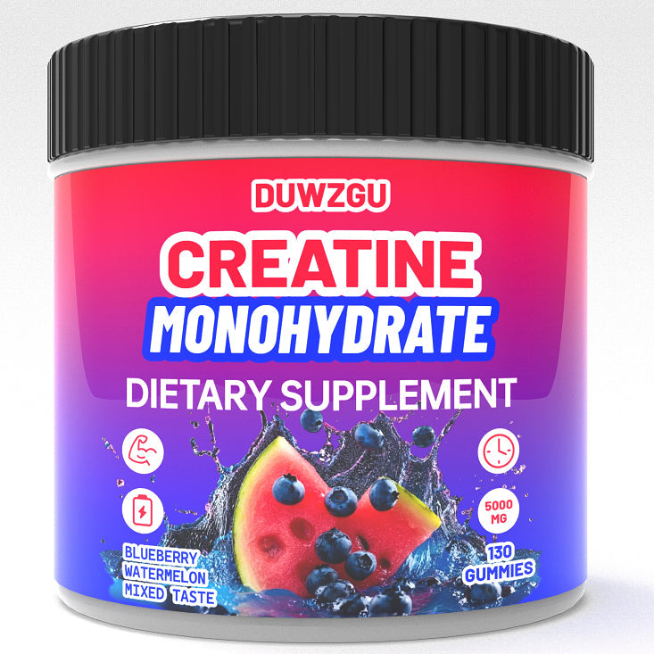 Creatine Monohydrate gummy jar DUWZGU label blueberry watermelon flavor 130 gummies on Tampa Home & Garden Store