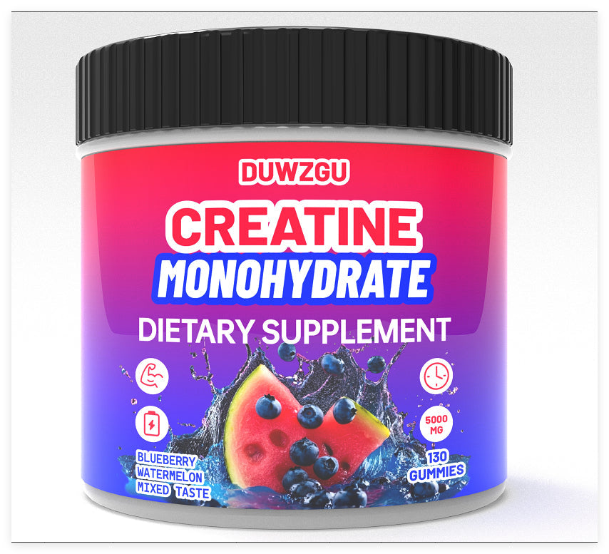 Creatine Monohydrate gummies bottle, blueberry watermelon flavor, 130 gummies on Tampa Home & Garden Store