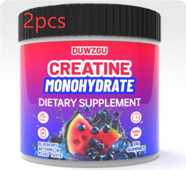 Creatine Monohydrate soft candy dietary supplement jar, pink label, 2pcs, blueberry watermelon on Tampa Home & Garden Store