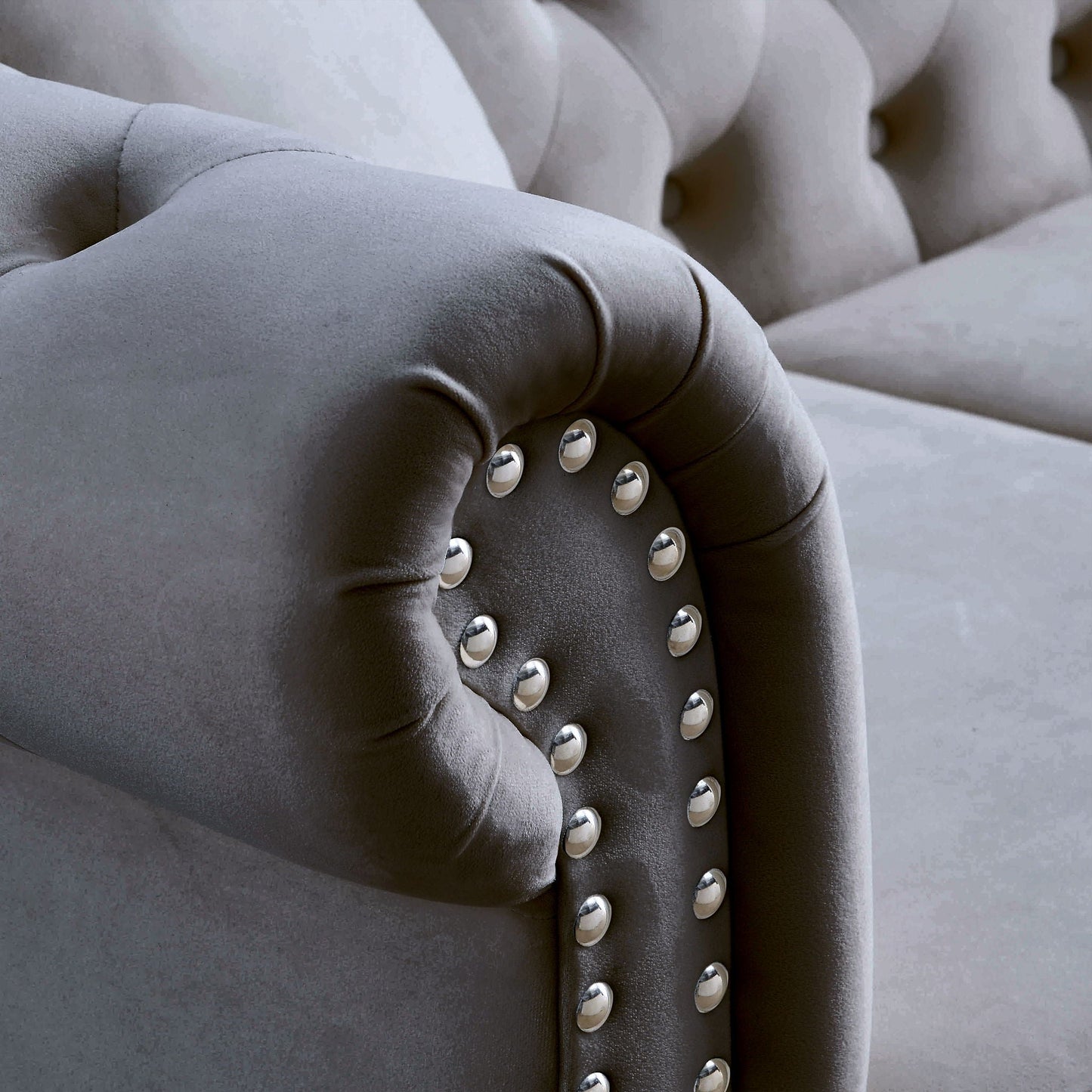 Chesterfield Sofa With Nailhead Trim and Cushions
