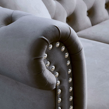 Chesterfield Sofa With Nailhead Trim and Cushions