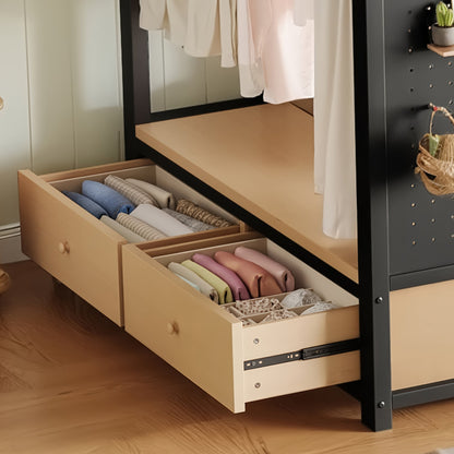 Twin XL Metal Loft Bed With Wardrobe and Shelves