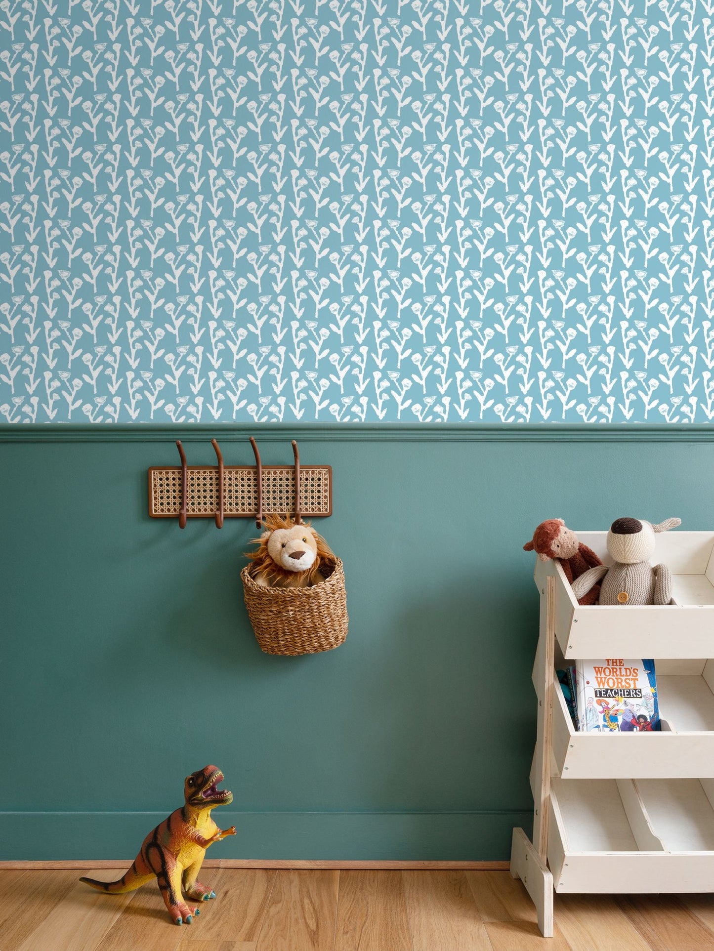 Ivy Wallpaper Slate pattern on slate blue background white ivy motif Erin Donahue Tice on Tampa Home & Garden Store