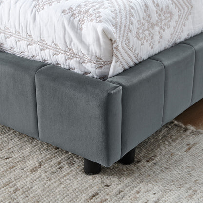 Mid Century Storage Upholstered Tufted Bed Frame