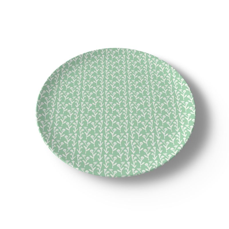 China plate mint green Ivy Manor pattern by Erin Donahue Tice on Tampa Home & Garden Store
