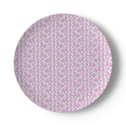 Lilac Ivy Manor china plate round with white ivy pattern on Tampa Home & Garden Store