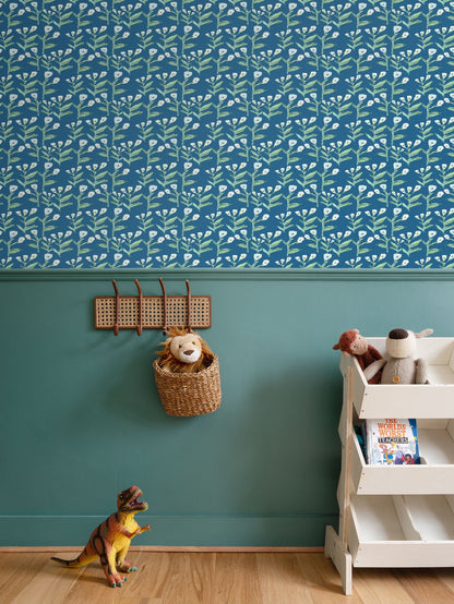 Sydney Wallpaper Marine botanical pattern in blue and green by Erin Donahue Tice on Tampa Home & Garden Store