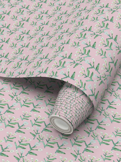 Sydney Wallpaper Tulip Pink pattern with green stems and white blooms Erin Donahue Tice on Tampa Home & Garden Store