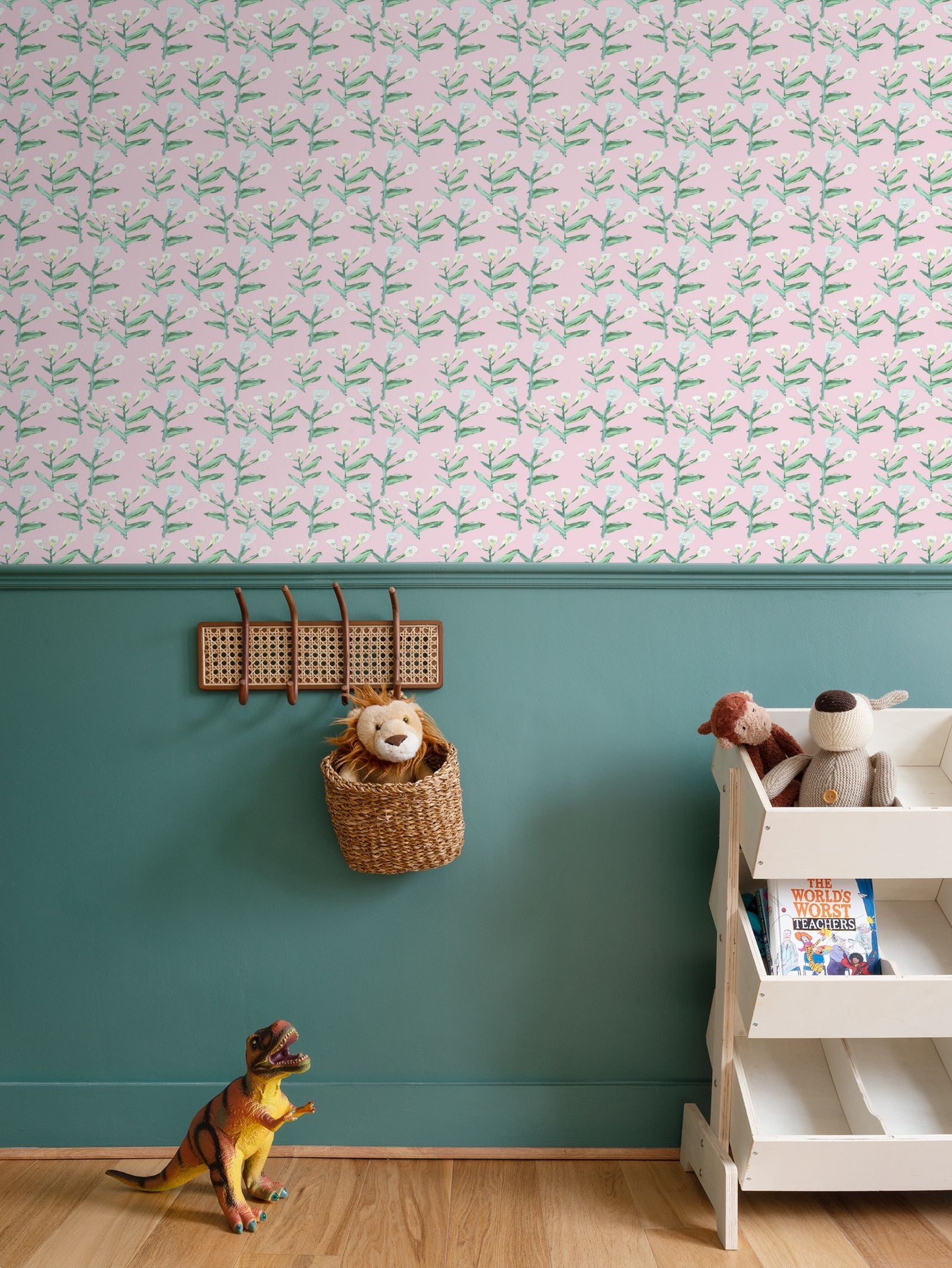 Sydney Wallpaper Tulip Pink by Erin Donahue Tice, repeat wallpaper with pink floral pattern on Tampa Home & Garden Store