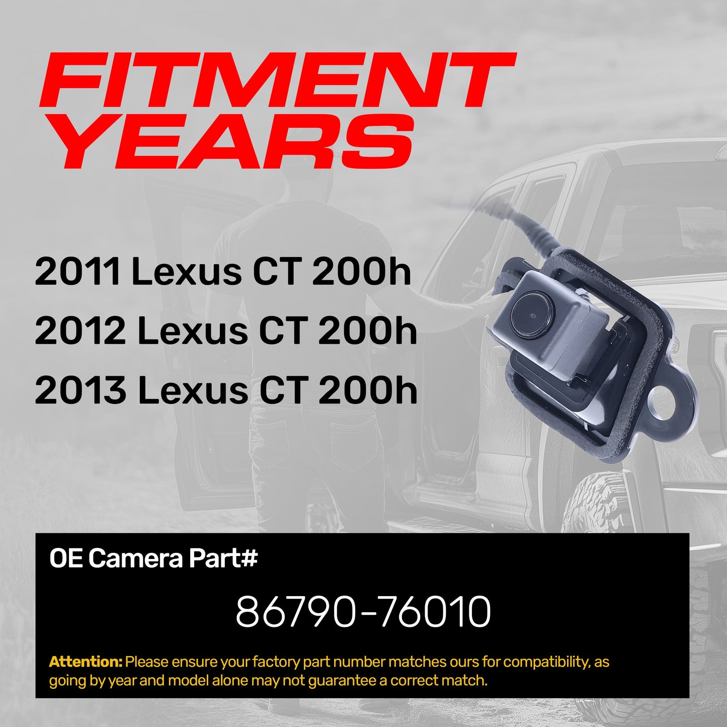 Master Tailgaters OEM backup camera for Lexus CT 200h (2011-2013) with mounting bracket on Tampa Home & Garden Store