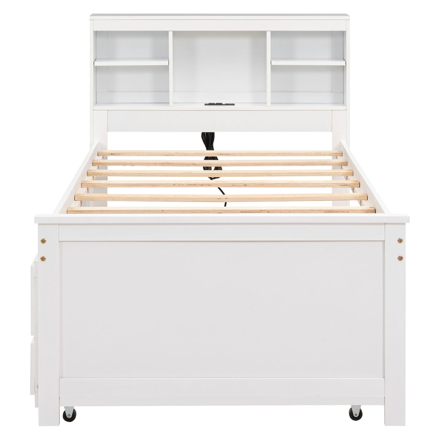 Platform bed with storage headboard white finish HouseOfZazla on Tampa Home & Garden Store