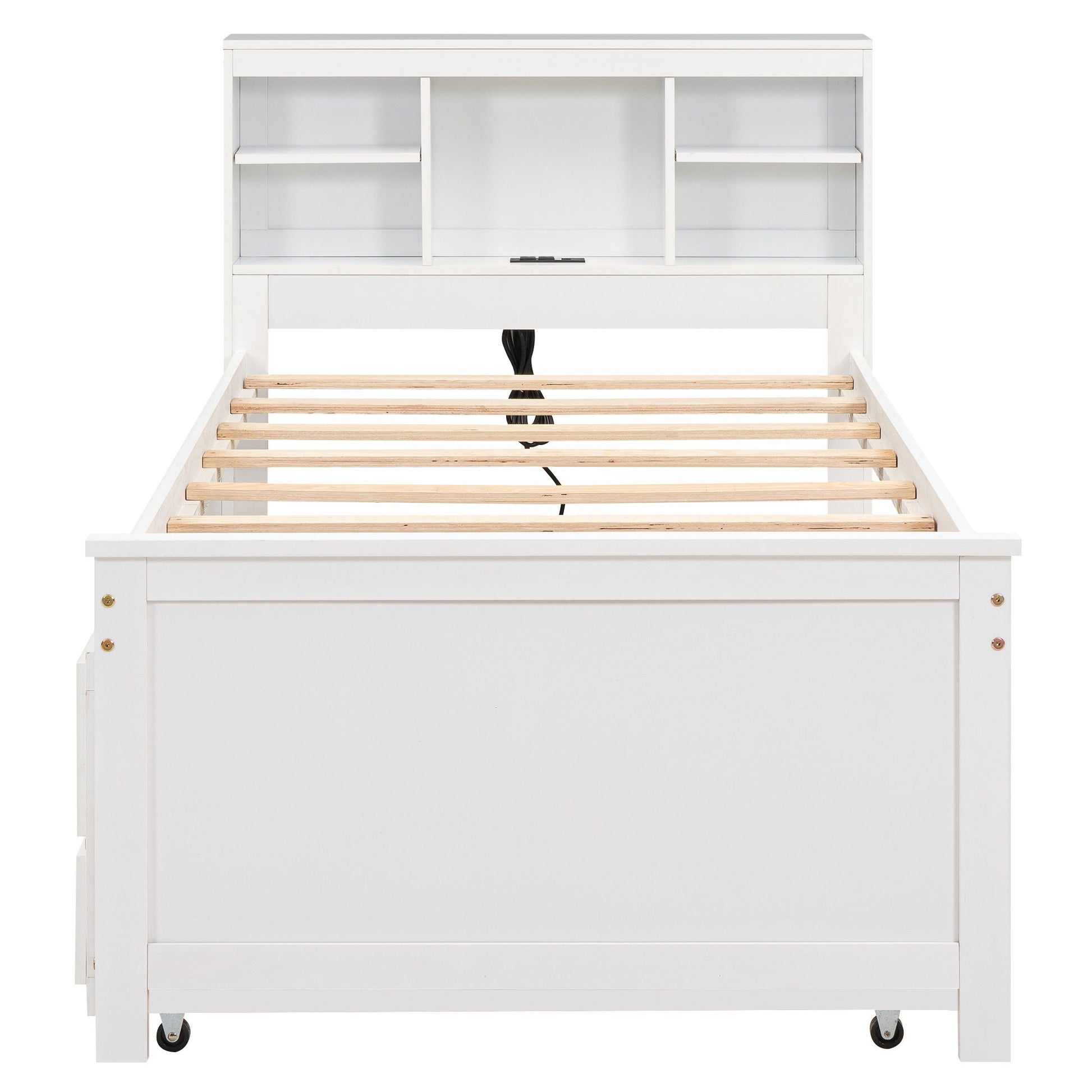 Platform bed with storage headboard white finish HouseOfZazla on Tampa Home & Garden Store